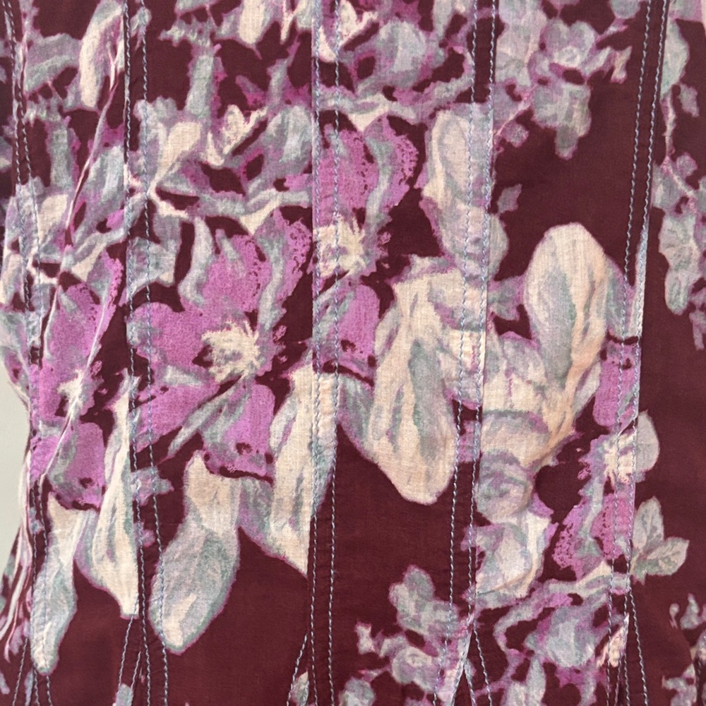 Free People Sully Floral Pleated Mini Dress Raisin Combo XS - Picture 9 of 12